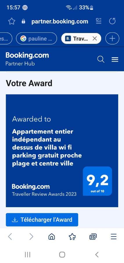 Appartement Entier Au Dessus De Villa, Climatisation Reversible Poele A Bois Tres Chaleureux , Wi Fi Parking Privee Gratuit Situation 500 M, Plage Et Centre Ville 사나리쉬르메르 외부 사진